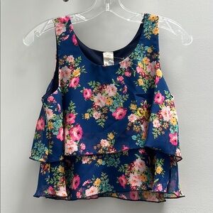 Floral Kids Tank Top - Blue and Pink